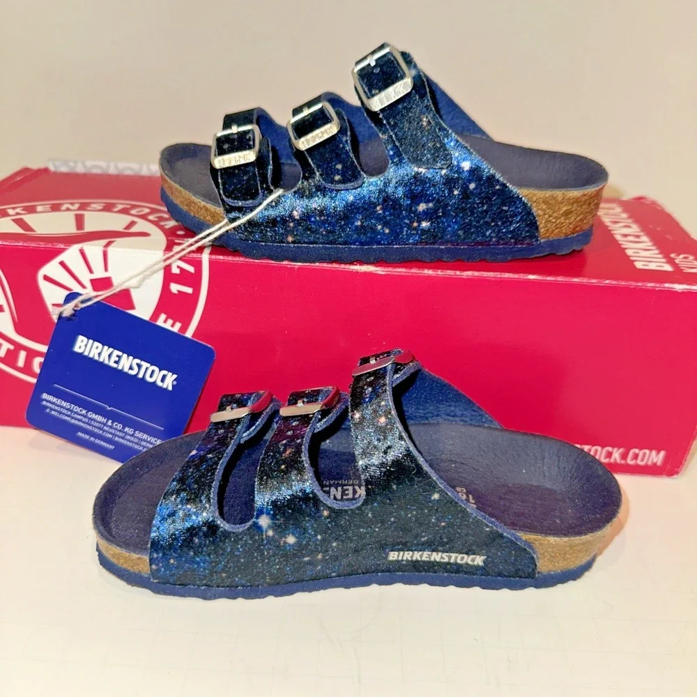 Birkenstock Kids EU 26 US 8 Florida Sandals Velvet Milky‎ Way Blue Narrow Fit